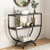 GILLAS 3 Tier Console Tables, 30" Height Entryway Table, Sofa Table Behind Couch Table, Industrial Entryway Furniture Entry Way Table with Storage for Living Room, Hallway, Entrance, Rustic Black GILLAS