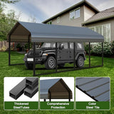 RITERYIFER 10x20 FT Heavy Duty Carport, Black Metal Carports Kits for Garage - Aluminum Car Ports with Steel Shelter Frame Cover for 1 Car or Boats RITERYIFER
