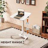 JYLH JOYSEEKER Foldable Mobile Standing Desk, 90 Tiltable Rolling Standing Desk, Height Adjustable Portable Laptop Workstation for Home Office, Easy to Fold, White JYLH JOYSEEKER