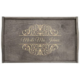 Maverton Personalized Bed Tray for Couples - Engraved Serving Tray for Wedding - Wooden Breakfast Table for Pair - Gray Tray with Foldable Legs for Maverton