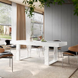 STHOUYN White Marble Extendable Dining Room Table for 8 10, 70.9" (86.6") x 31.5", Rectangle Dinner Table for 6-10, Modern Expandable Retractable Kitchen Table (White) STHOUYN