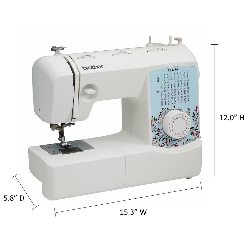 Brother Sewing and Quilting Machine, XR3774, 37 Built-in Stitches, Wide Table, 8 Included Sewing Feet Brother