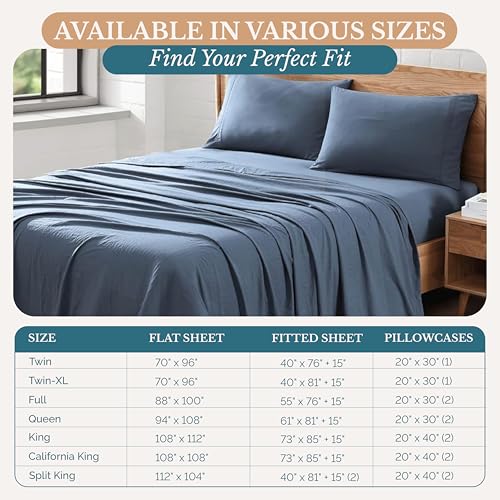 Casa Platino Bedding Sheets & Pillowcases, 3 Piece Set, Pre-Washed Fade Resisitant Cozy Twin Bed Set, 100% Hydro-Brushed Microfiber, Twin Sheet fits up to 15 inch Mattress- Estate Blue Casa Platino