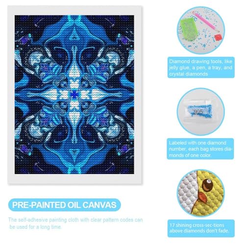 TZTTZT Diamond Art Kits for Adults - Blue Abstract Kaleidoscope Design Diamond Painting Kits for Adults Beginner, Frameless Diamond Painting Craft for Home Wall Decor TZTTZT
