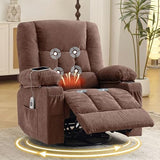 Swivel Rocker Recliner Chair with Vibration Massage and Heat Ergonomic Lounge Chair for Living Room with Rocking Function and Side Pocket, 2 Cup Holders, USB Charge Port
