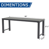 Outdoor Metal Backless Bench, 46" Patio Garden Bench for Outdoor, All Wheather Outdoor Bench for Garden, Backyard, Porch, Grey Puntogen