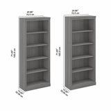 Bush Home Saratoga Tall 5 Shelf Bookcase - Set of 2 in Modern Gray Bush Home