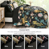 Luxudecor Queen Comforter Set 7 Pieces Bedding Sets, Black Floral Comforter and Sheet Set, Soft Microfiber Bed in a Bag for All Seasons (Black,90"x90") Luxudecor