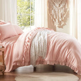 Anluoer Twin Comforter Set 5 Piece, Pink Bed in a Bag with Sheets, All Season Ruffle Shabby Chic Bedding Sets with 1 Comforter, 1 Pillow Sham, 1 Pillowcase, 1 Fitted Sheet Anluoer