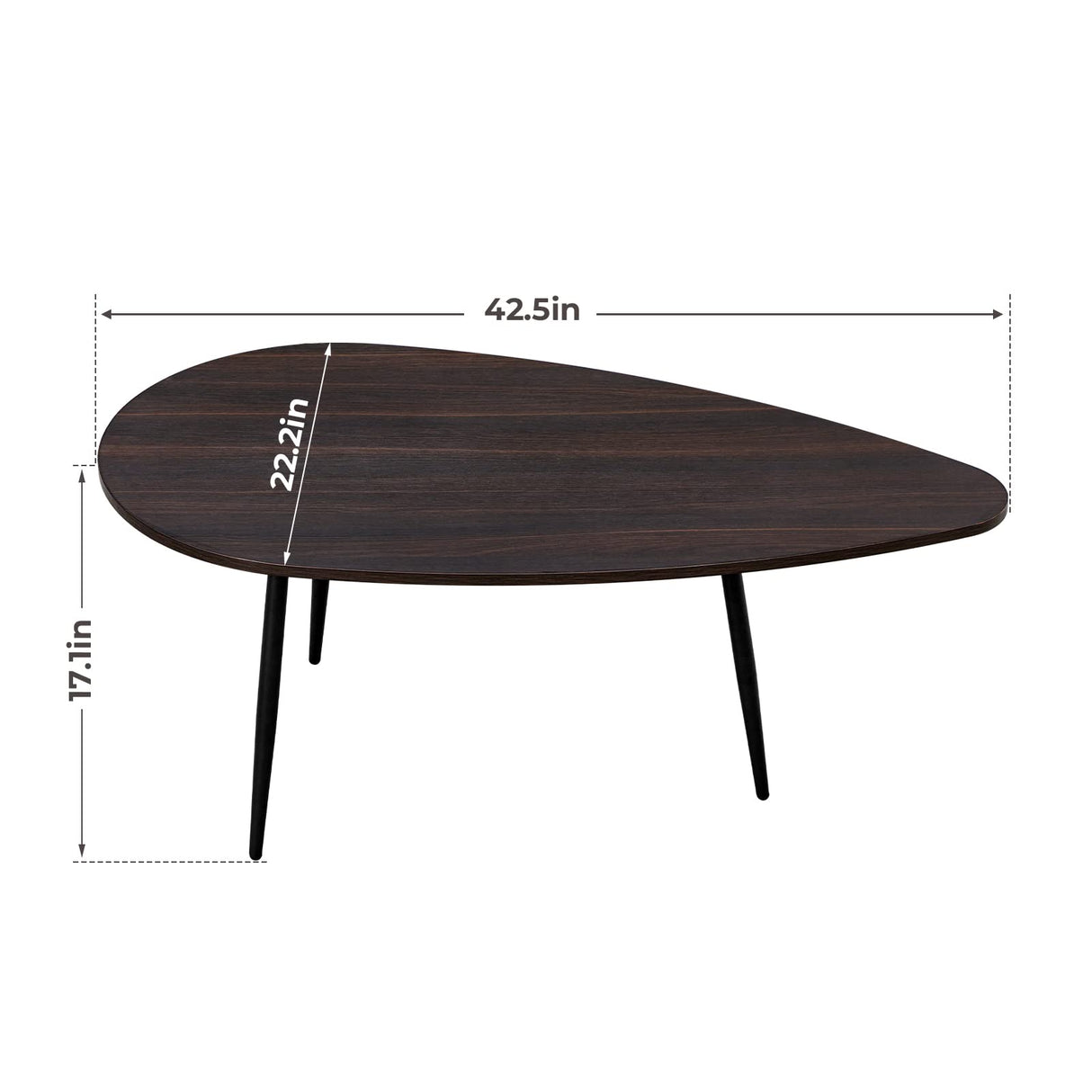 SAYGOER Oval Coffee Table Espresso Wood Mid Century Modern Coffee Tables Unique Retro Farmhouse Accent Center Sofa Rustic Table for Living Room Home Office Easy Assembly, Dark Brown SAYGOER