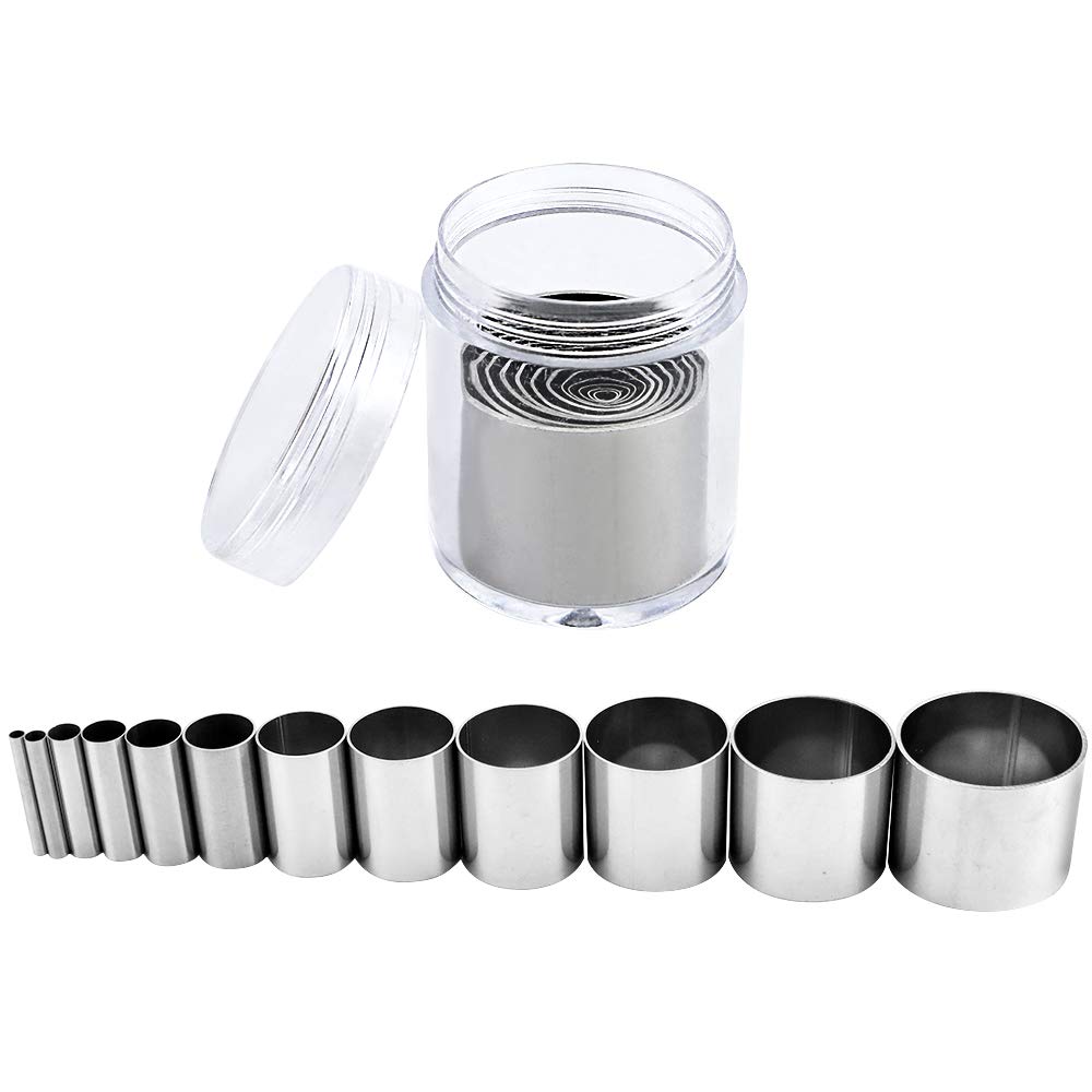 Fireboomoon 12 PCS Hole Hollow Punch Cutter Set with Storage Case,Stainless Steel Round Circle Ring Clay Cutters Ceramics Dotting Baking Indentation Mold Tools for Polymer Clay Pottery Handmade Craft FIREBOOMOON