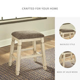 Signature Design by Ashley Bolanburg Farmhouse 24" Counter Height Upholstered Barstool, 2 Count, Whitewash Signature Design by Ashley