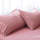 mixinni Red Gingham Comforter Set Full, Plaid Comforter Set 3 Pieces 1 Red Grid Comfoter with 2 Pillow Cases for All Seasons, Soft Fluffy Modern Grid Pattern Printed Bedding-Full Size mixinni