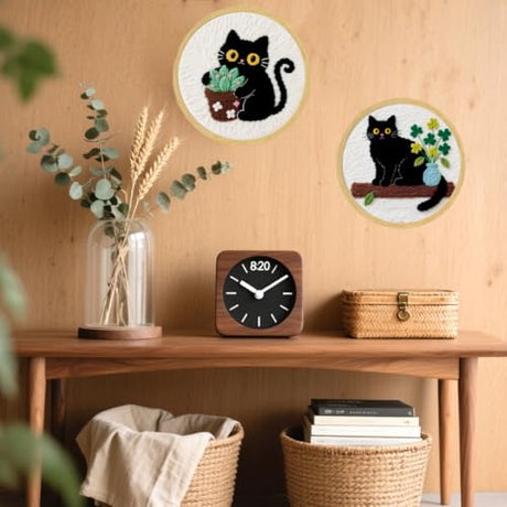BEUNITONE 2PCS Cat Punch Needle Kit for Adults Beginners, Complete Craft Embroidery Needlepoint Kits with Hoop and Instructions, Punch Needle Starter Craft Set for Home Decor, Festival Gift 20x20cm BEUNITONE