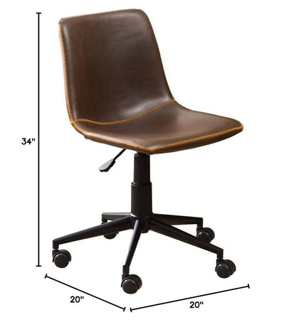 Roundhill Furniture Cesena Faux Leather 360 Swivel Air Lift Office Chair, Brown - WoodArtSupply