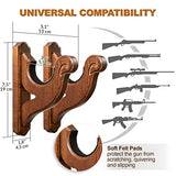 TESLYAR Gun Rack Wall Mount Hold Up Displays Horizontal Gun Rack and Shotgun Hooks Store Rifle Shotgun Bow Real Hardwood Hanger Brown TESLYAR
