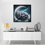 KTHOFCY 5D DIY Diamond Painting Kits for Adults, Moon and Elephant Full Drill Embroidery Cross Stitch Crystal Rhinestone Paintings Pictures Arts Wall Decor Painting Dots Kits 11.8X11.8 inch KTHOFCY