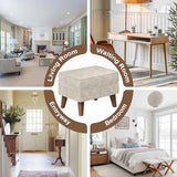 FAGAGA Ottoman Foot Rest, Footstool Ottoman with Adjustable Cover, Modern Foot Stool, Ottoman with Storage for Living Room, Bedroom, Dorm (Beige) FAGAGA