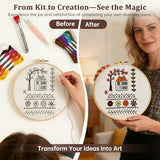 Bmtbu 2026 Upgraded Embroidery Stitch Book Kit with 8.27"x10.65" Portable Loose-Leaf Cover, 6 Fabric Pages, Complete Toolkit, Easy Instructions & Video Tutorials. (Classic)