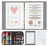 ilauke Upgraded Embroidery Stitch Book Loose-Leaf 7x8 inch, Embroidery Kit for Beginner Adults 106 Patterns, DIY Sewing Books Kit with Supplies & Tutorials, Easy to Practice
