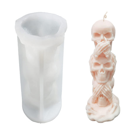 3D Skull Candle Mold Column Halloween Silicone Resin Mold for Aromatherapy Candles Resin Casting Homemade Wax Making Polymer Clay DIY Craft ZAKVOOR