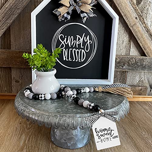 Farmhouse Plaid Wood Bead Garland with Tassel 40inch Hanging Decor Home Decorative Home Sign for Farmhouse Tiered Tray Wreath Elifel