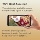 Stick and Stitch Embroidery Patterns, Holiday/Snowflake Designs, Water Soluble Embroidery Stabilizer Transfer Paper, Adult Beginner Hand Embroidery Kit for Gifts (Holiday 3 Pages)