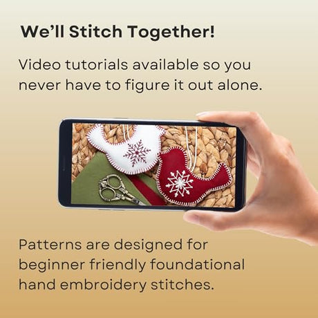 Stick and Stitch Embroidery Patterns, Holiday/Snowflake Designs, Water Soluble Embroidery Stabilizer Transfer Paper, Adult Beginner Hand Embroidery Kit for Gifts (Holiday 3 Pages) HavTerra