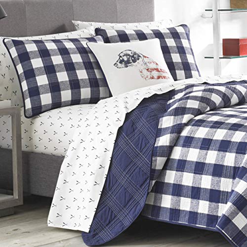 Eddie Bauer Home | Lake House Collection | Bedding Set - 100% Cotton Light-Weight Quilt Bedspread, Pre-Washed for Extra Comfort, Twin, Blue Eddie Bauer