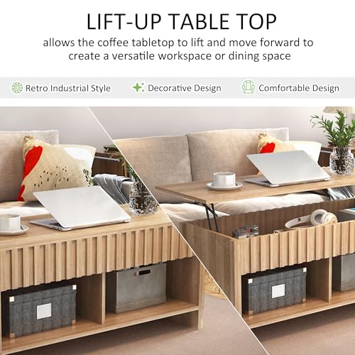 AVZEAR Coffee Table, Wooden Dining Coffee Table Farmhouse Wood Coffee Table with Lift Top Large Hidden Storage Shelf Accent Table Furniture for Living Room, Office, Display (Walnut)