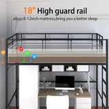Debercu Twin loft Bed 75 inch High with High Guardrail,Space Saving Bedframe with Wide Ladder Rungs,No Sagging,Allow 12 inch Mattress Sturdy Metal Bed,Black Debercu