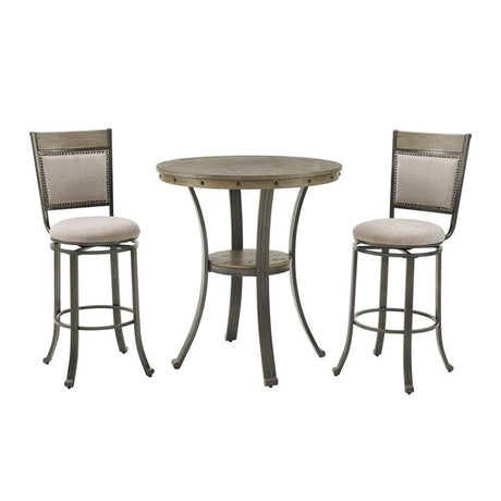 Powell - Linon Franklin Metal and Wood Pub Table in Pewter Powell