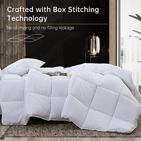 ABOUTABED Twin Comforter Duvet Insert White, All Season Down Alternative Comforter, Ultra Soft Quilted Bedding Comforter with 8 Corner Tabs, Machine Washable ABOUTABED