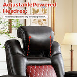 ANJ Power Recliner Chair Set of 2,Home Theater Seating with Adjustable Headrest,Cup Holders,USB Port,Hidden Arm Storage(Brown)