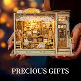 fifijoy DIY Miniature Dollhouse Kit - Jewelry Shop DIY Miniature House Kit for Adults and Teens, 3D Wooden Puzzle Tiny House Model with LED Light, Unique Gift for Family, Friends (Vitrine’s Tale)