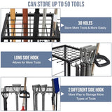 Garden Tool Organizer, Yard Tool Organizer up to 50 Tools, Garage Tool Organization and Storage, Garden Tool Storage, Yard Tool Racks, Tool Stand, Tool Holder for Garage, Shed, Outdoor, Black Kingarage