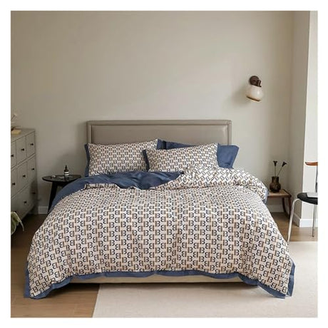 TXGJWRA Marbling Bedding Set Cotton Duvet Cover Bed Linen Set King Bedding Queen Single Size Comforter Sets Summer Duvet Cover Sets,C-Flat -King TXGJWRA