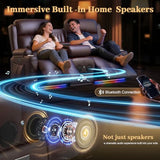 Aotolo Power Reclining Loveseat Sofa with Console, Wall Hugger RV Recliner Couch, Home Theater Seating with Heating & Massage, Bluetooth Speaker, LED Light, USB & Type-C Ports, Storage Armrests