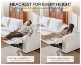 Bedeep Oversized Modular Sectional Sofa with Double Power Recliner, Cloud Reclining Couch with Headrest, Storage Drawer Charging Cup Holders, Deep L-Shaped 6 Seater with Corner, Chenille, White
