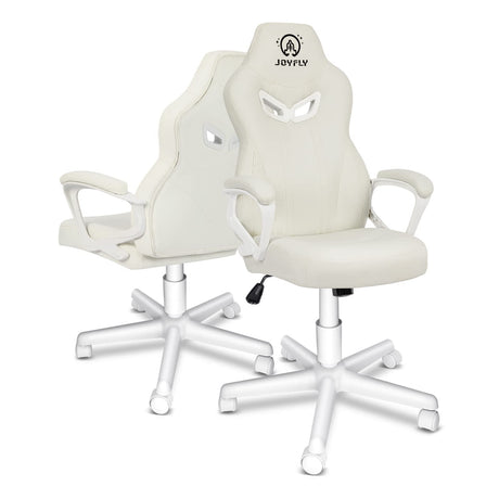 JOYFLY White Gaming Chair, Gaming Chair for Girls Teens, Kawaii Gaming Chair Ergonomic PC Office Chair with Dirt-Resistant Leather(White) JOYFLY
