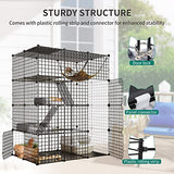 YITAHOME Large Cat Cage Indoor Enclosure Metal Wire 4-Tier Kennels DIY Cat Playpen Catio with Large Hammock for 1-3 Cats YITAHOME