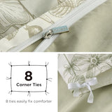 Bedsure Duvet Cover Queen Size - 100% Cotton Reversible Floral Queen Duvet Cover Set with Zipper Closure, 3 Pieces Soft & Breathable Botanical Green Bedding Set with 2 Pillow Shams 20"x26" Bedsure