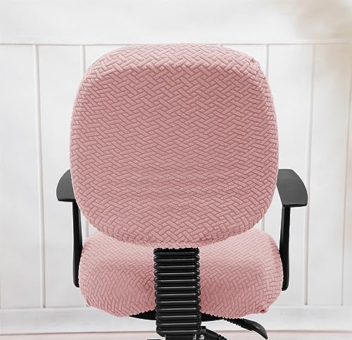 MIFXIN Computer Office Chair Cover Stretch Elastic Slipcover 2 Piece Stretchable Knitted Universal Computer Chair Seat Cover Furniture Protector for Office Home (Jacquard Pink) MIFXIN