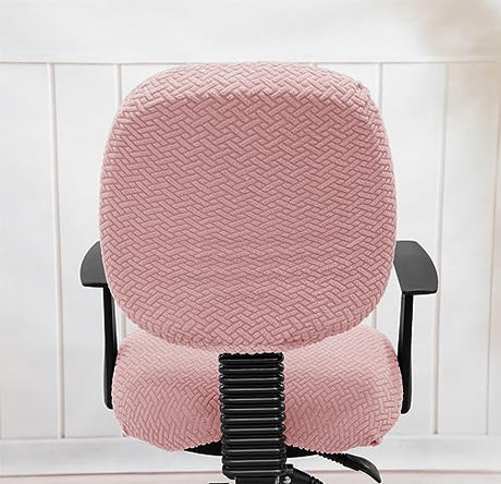 MIFXIN Computer Office Chair Cover Stretch Elastic Slipcover 2 Piece Stretchable Knitted Universal Computer Chair Seat Cover Furniture Protector for Office Home (Jacquard Pink) MIFXIN