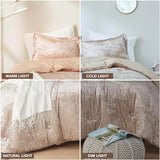 Comfort Spaces Luxe Queen Comforter Set Velvet Comforters for Queen Size Bed, Microfiber Reverse, Juliette, All Season Velvet Bedding Queen Size, Fluffy Bed Set, Sham, Full/Queen, Champagne 3 Piece Comfort Spaces