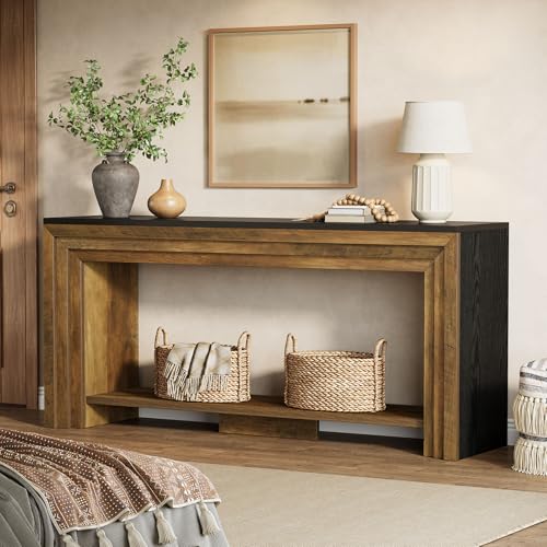 Tribesigns 70.9-Inch Long Console Table, Farmhouse Narrow Wooden Sofa Table with Storage, 2-Tier Behind The Couch for Living Room, Entryway, Hallway, Foye Tribesigns