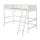 Harper & Bright Designs White Twin Loft Bed for Kids with Ladder - Stylish Wood Frame for Space-Saving Solutions Harper & Bright Designs
