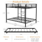 Harper & Bright Designs Heavy Duty Metal Bunk Bed Queen Over Queen with Trundle for 3 Persons, Industrial Bunk Beds Frame with Sturdy Support, Saving Space, Black Harper & Bright Designs