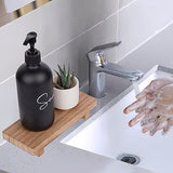 Small Wood Tray Pedestal Stand Farmhouse Bathroom Decor Decorative Wooden Riser Kitchen Soap Dish Holder for Vanity, Counter, Sink, Brown zoocatia