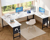 Pamray 71 Inch Large Computer Desk with Power Outlets,U Shaped Corner Desk for Home Office Work and Gaming Marble Pamray